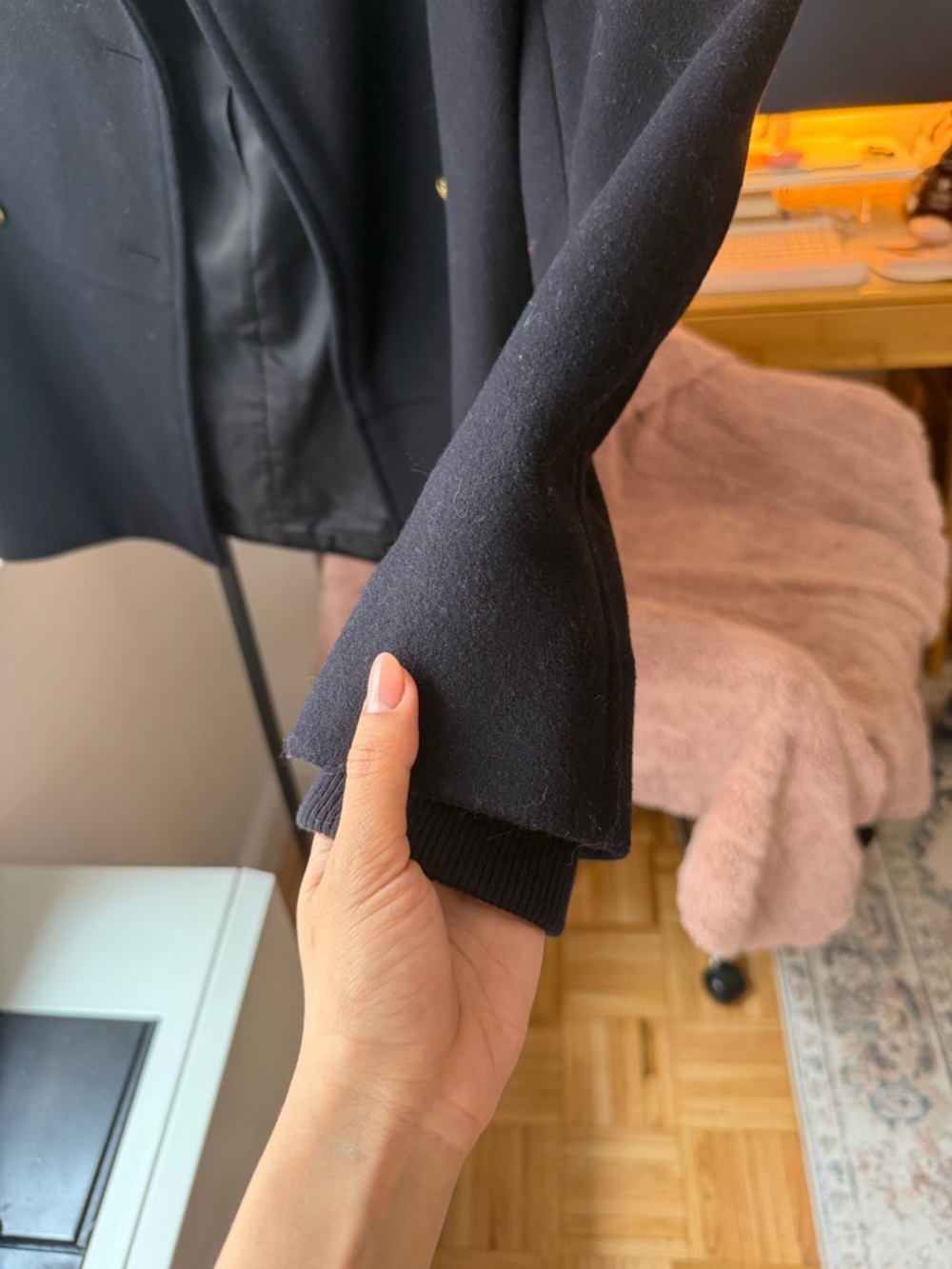 Banana Republic Black Wool Blend Pea Coat